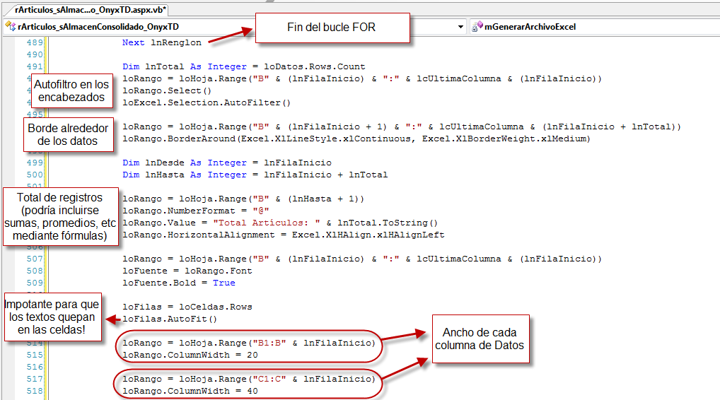 Método mGenerarArchivoExcel(): Formato Final del Archivo - Generación de Reportes en Excel con eFactory ERP/CRM Método mGenerarArchivoExcel(): Formato Final del Archivo - Generación de Reportes en Excel con eFactory ERP/CRM