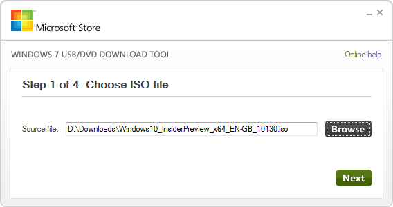 Windows 7 USBDVD Download Tool