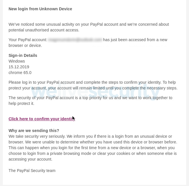 The phishing spam email bait The phishing spam email bait
