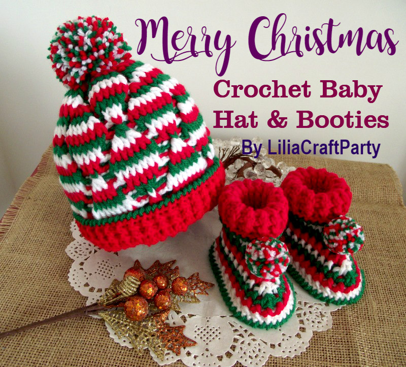 LiliaCraftParty Christmas Baby Crochet Set Hat & Booties