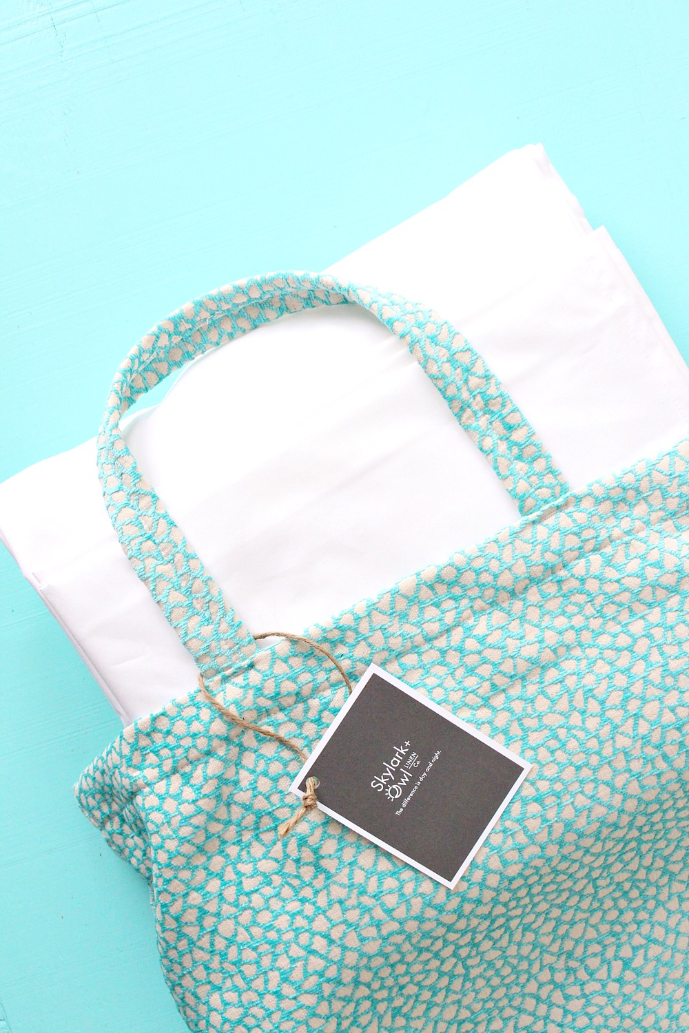 Turquoise Print Tote Bag