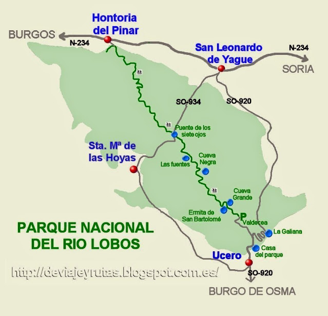 Mapa del Parque Natural del Río Lobos