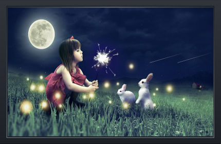 Cute Girl Cute Rabbits - Fond d'Écran Full HD