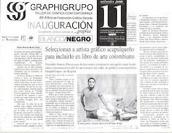 Nota de participación en "GRAPHIA BLANCO NEGRO" carpeta de gráfica (Colombia)