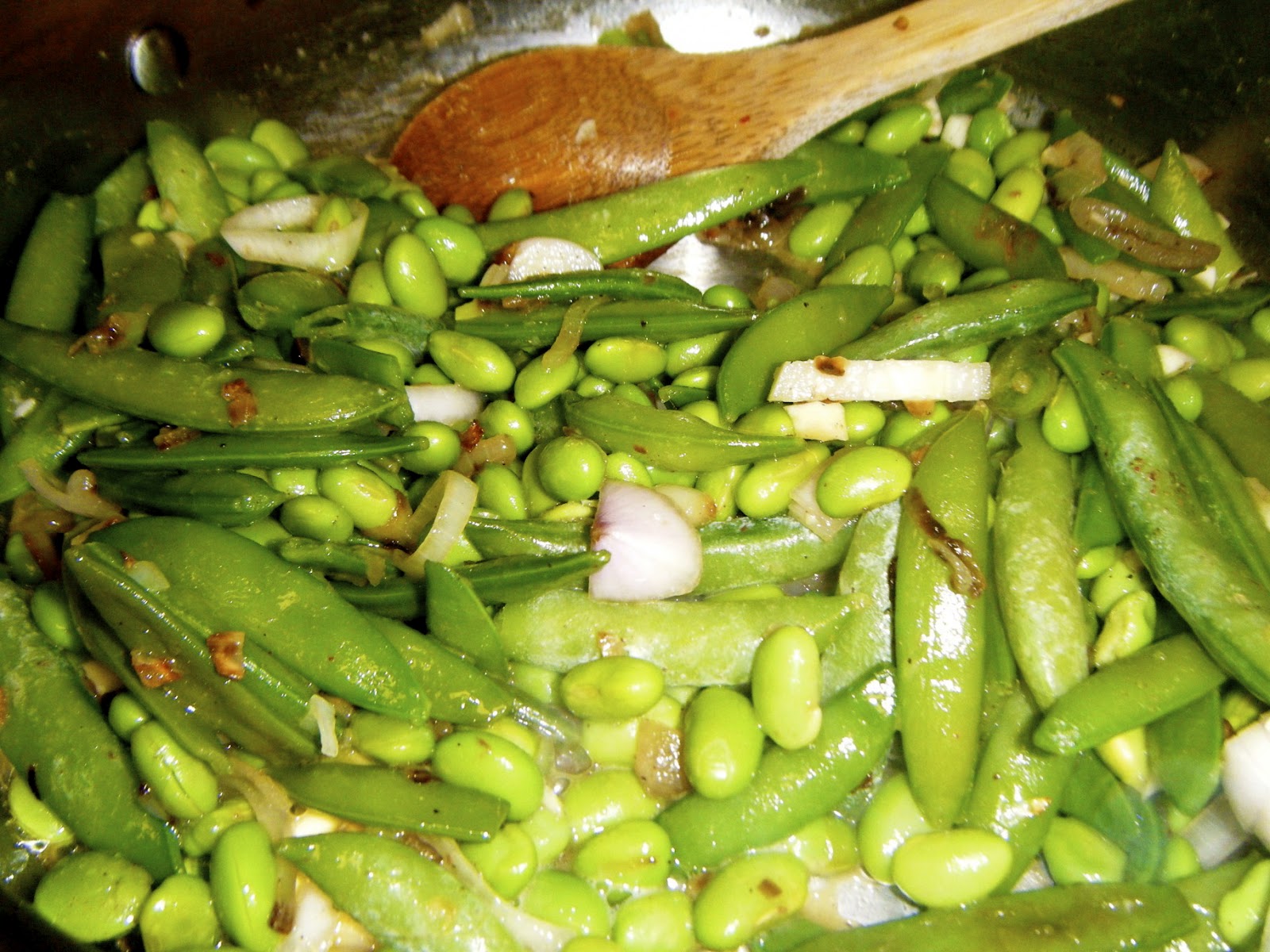 KatieKate's Kitchen Snap Pea & Edamame Saute