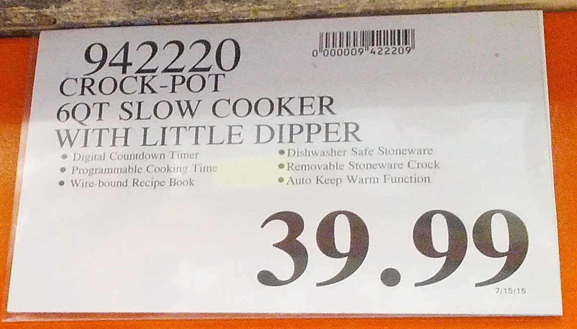 CrockPot 6 qt Slow Cooker (SCCPVC609SC) Costco Weekender