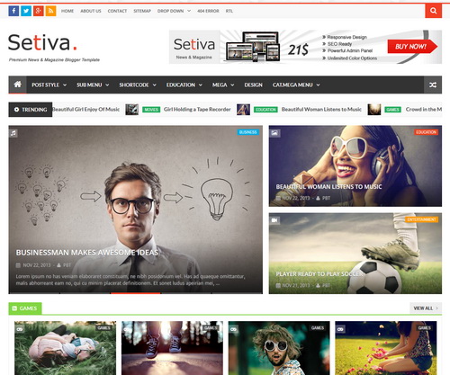 Setiva Blogger Template