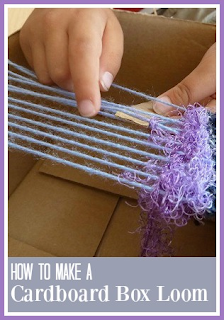 Weaving with children on a cardboard box loom