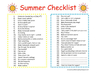 Free Summer Bucket List for Teens Printable Checklist
