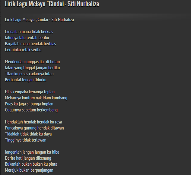 Download lagu cindai siti nurhaliza original