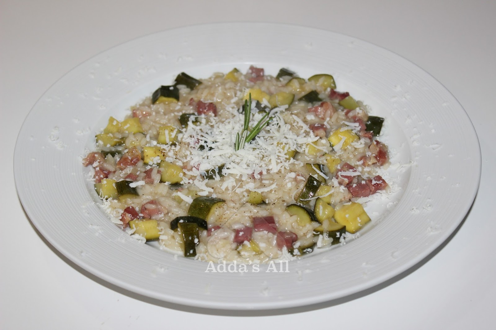Adda's All Risotto alle zucchine e pancetta coppata