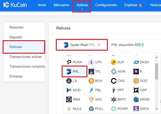 retirar oyster pearl criptomonedas enviar monedero tokens de oyster pearl