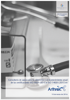 Contrato con Arthrex España y Portugal para ayudarles a obtener las certificaciones ISO 9001 e ISO 14001 en sus versiones de 2015.