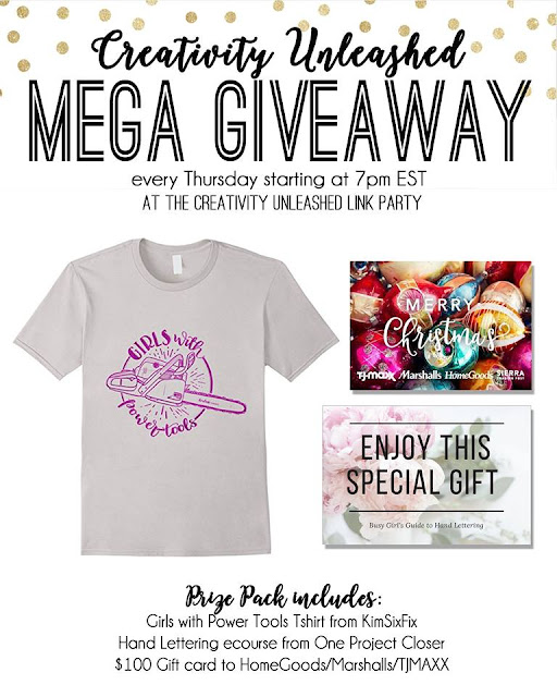 Girls with Power Tools t-shirt, a Hand Lettering E-Course, and a $100 gift card to HomeGoods/Marshalls/TJMAXX!!