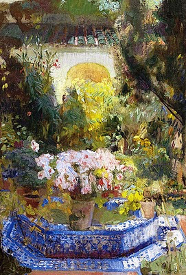 El Patio de la casa Sorolla Rincón de la Casa Sorolla, Joaquín Sorolla y Bastida, Joaquín Sorolla, Paisajes de Joaquín Sorolla, Impresionismo Valenciano, Joaquín Sorolla Bastida, Casa Sorolla, Jardín Sorolla