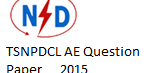 TSNPDCL AE Solved Question Paper Held on 08/11/2015 Assistant Engineer Answer Key