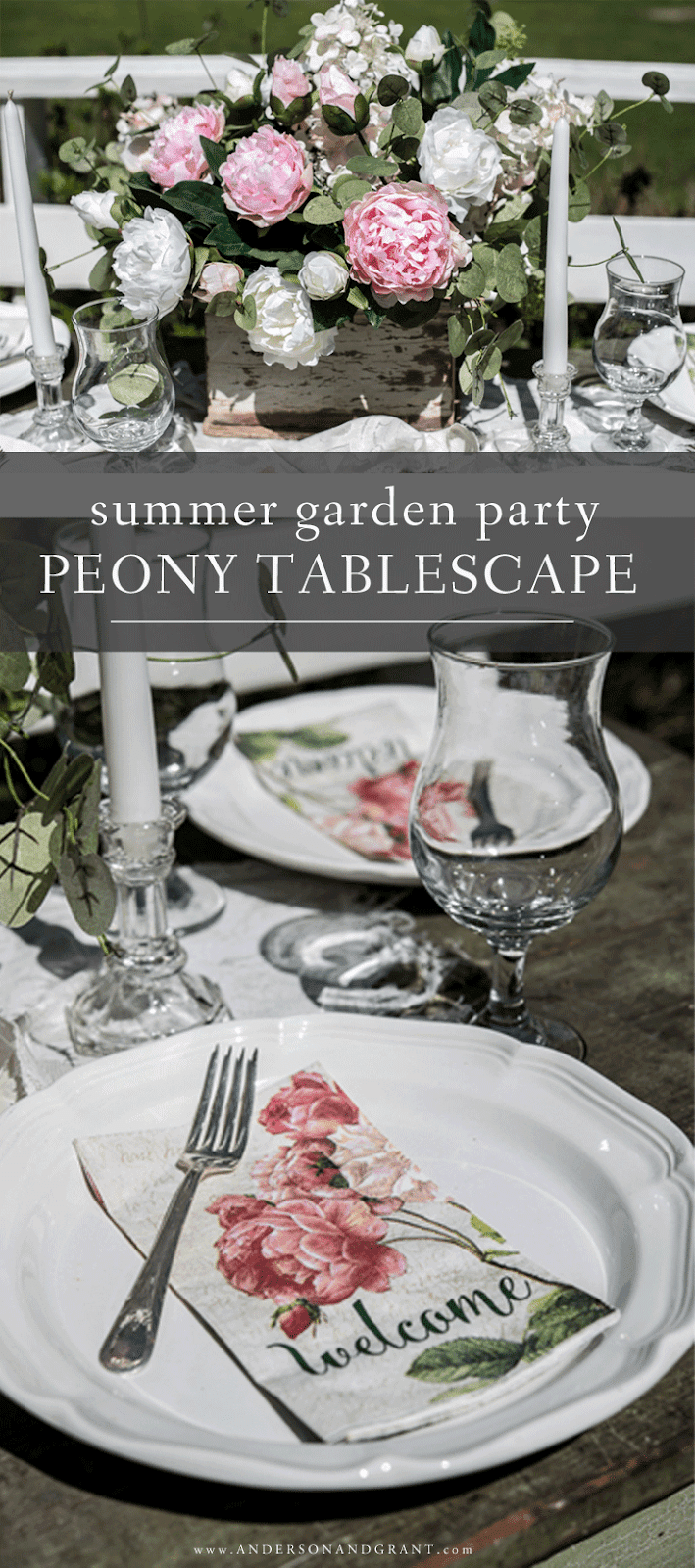 Summer garden party peony tablescape