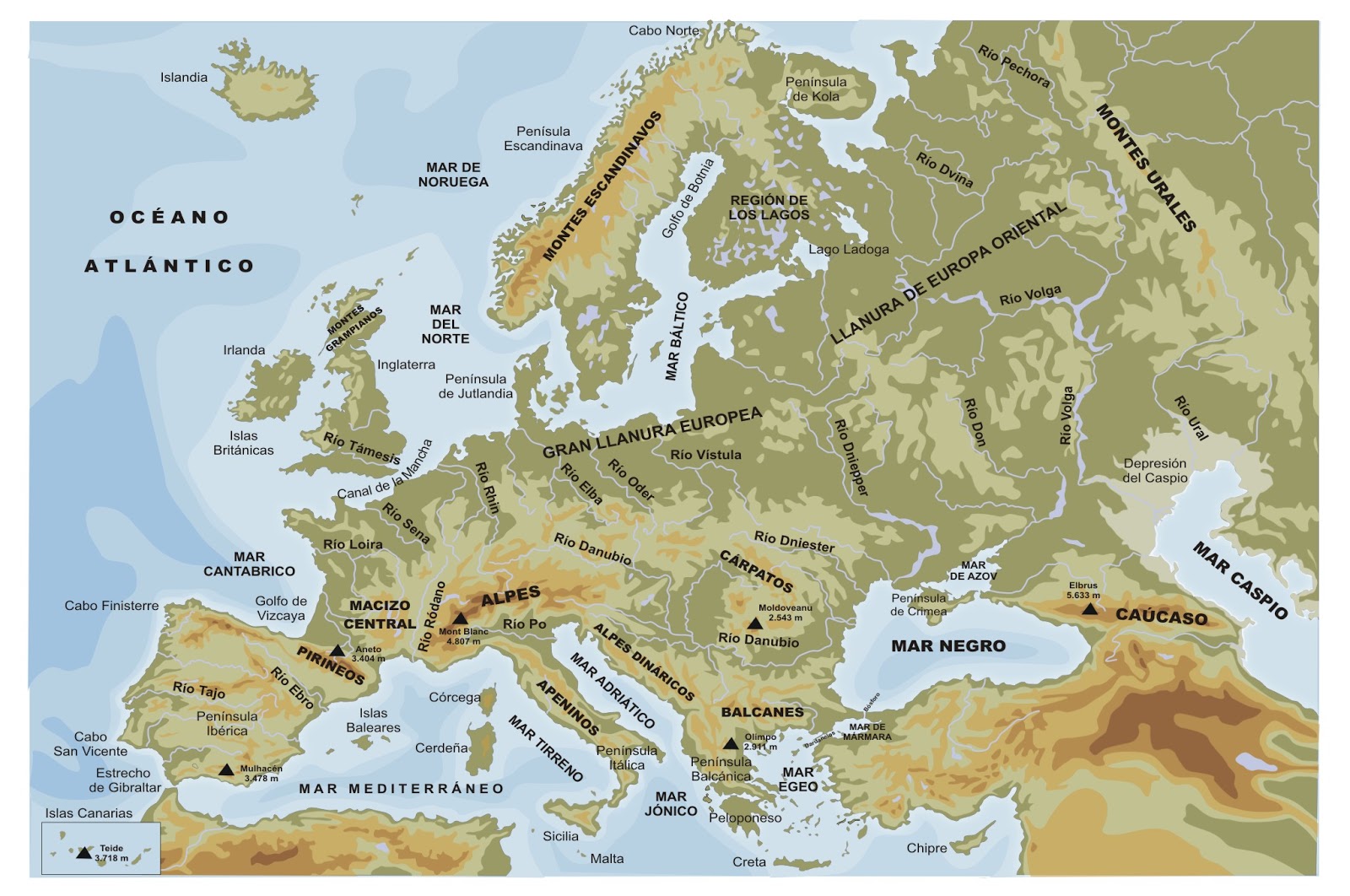 Me gustan las Sociales: EUROPA. Mapa físico.