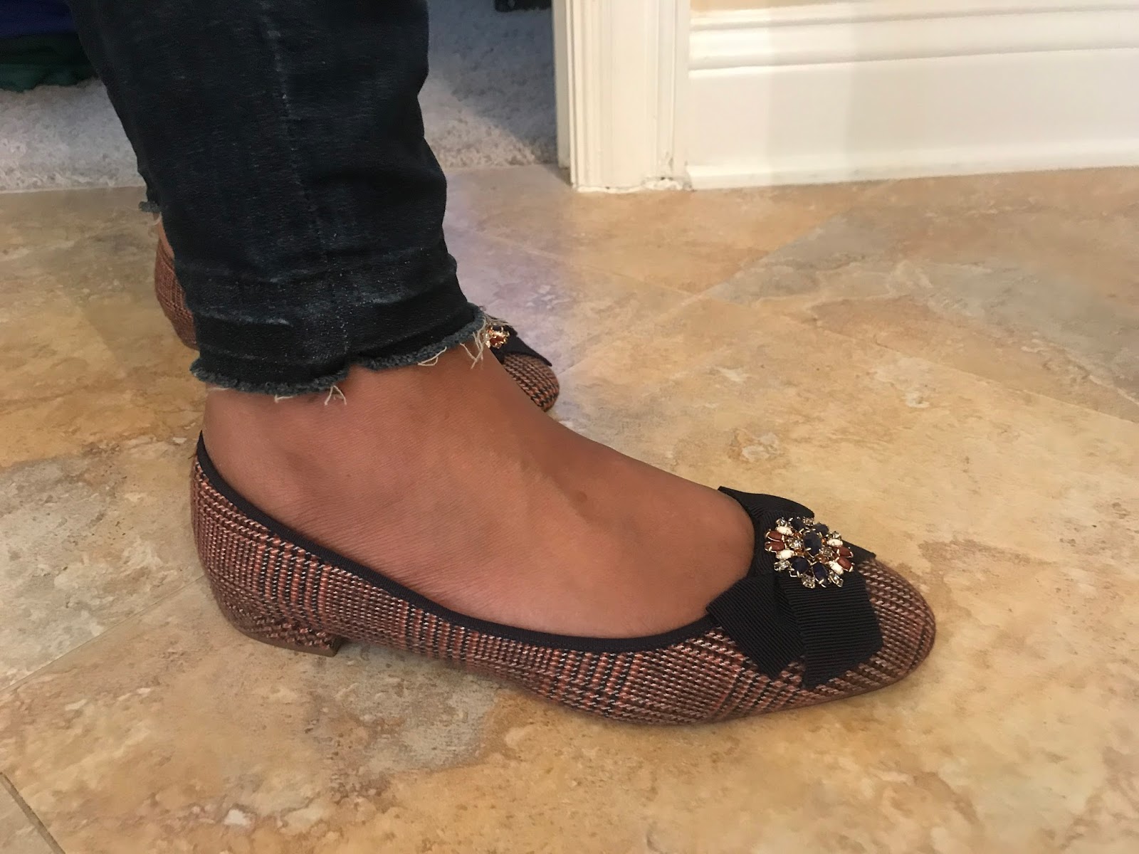 plaid flats with bow