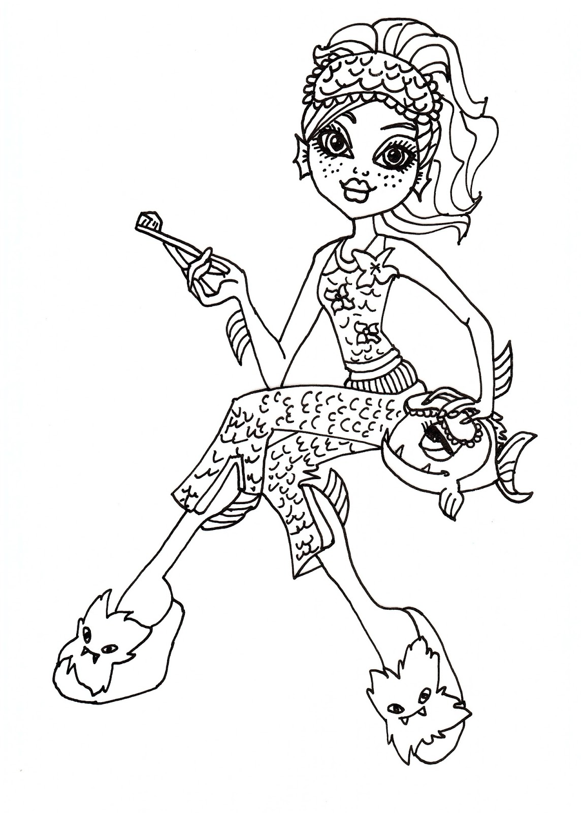 Free Printable Monster High Coloring Pages: Lagoona Blue with Neptuna