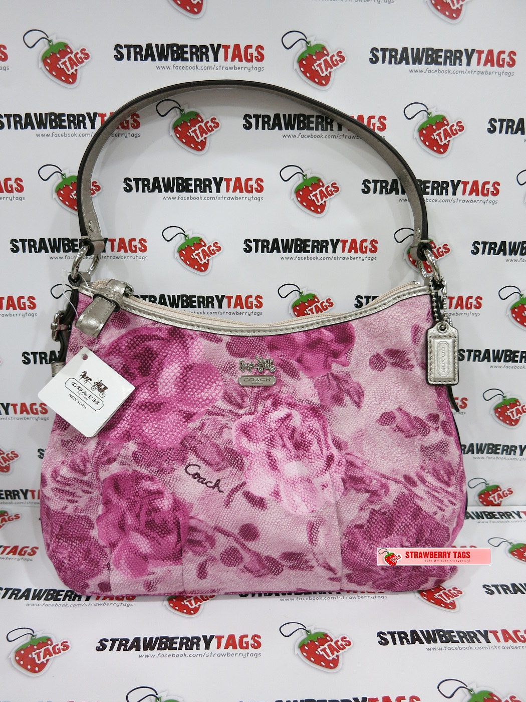 StrawBerry TaGs COACH Madison Floral Pink Top Handle Pouch Handbag