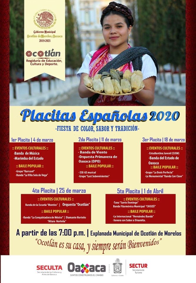 Programa Musical de las Placitas Españolas 2020 en Ocotlán de Morelos, Oax Vive Oaxaca