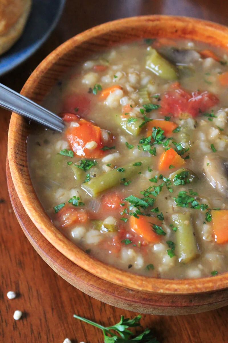 Slow Cooker Vegetable Barley Soup | The Two Bite Club