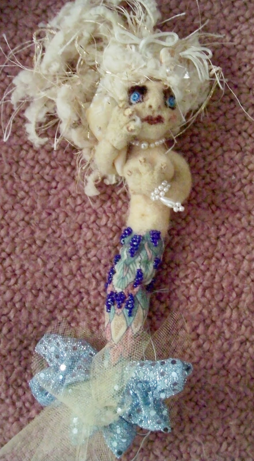 Southern OOAKS Wednesday WIP on needle felted mermaid