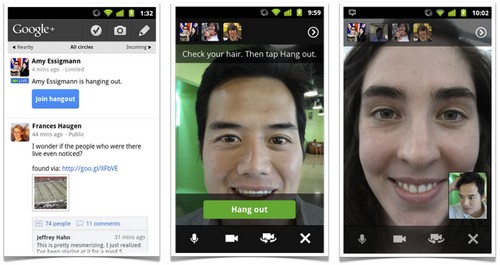 Google Plus updated with Hangouts on Android 2.3+ devices