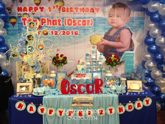 Trang trí thôi bôi bé trai chủ đề Biển Trang trí thôi bôi bé trai chủ đề Biển