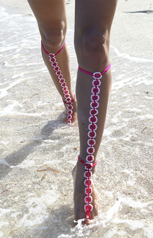 Acessórios femininos sandália gladiadora de crochê My beachy Side sandália de crochê gladiadora
