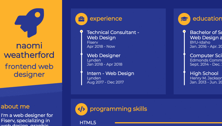 Interactive HTML5 Resume template preview