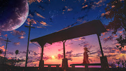 4k anime scenery sunset