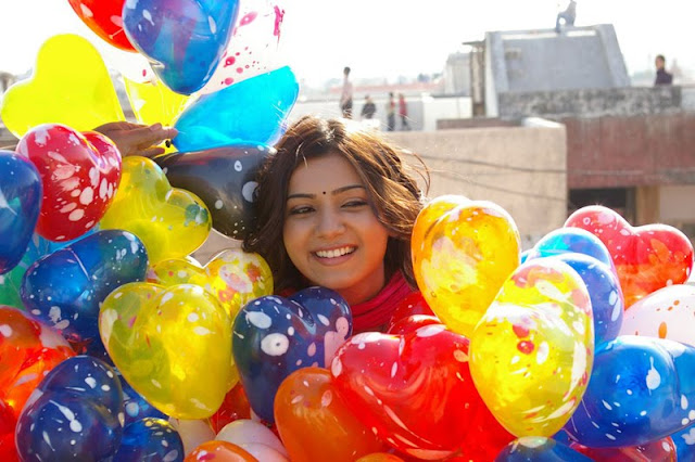 samantha with colorful balloons cute stills