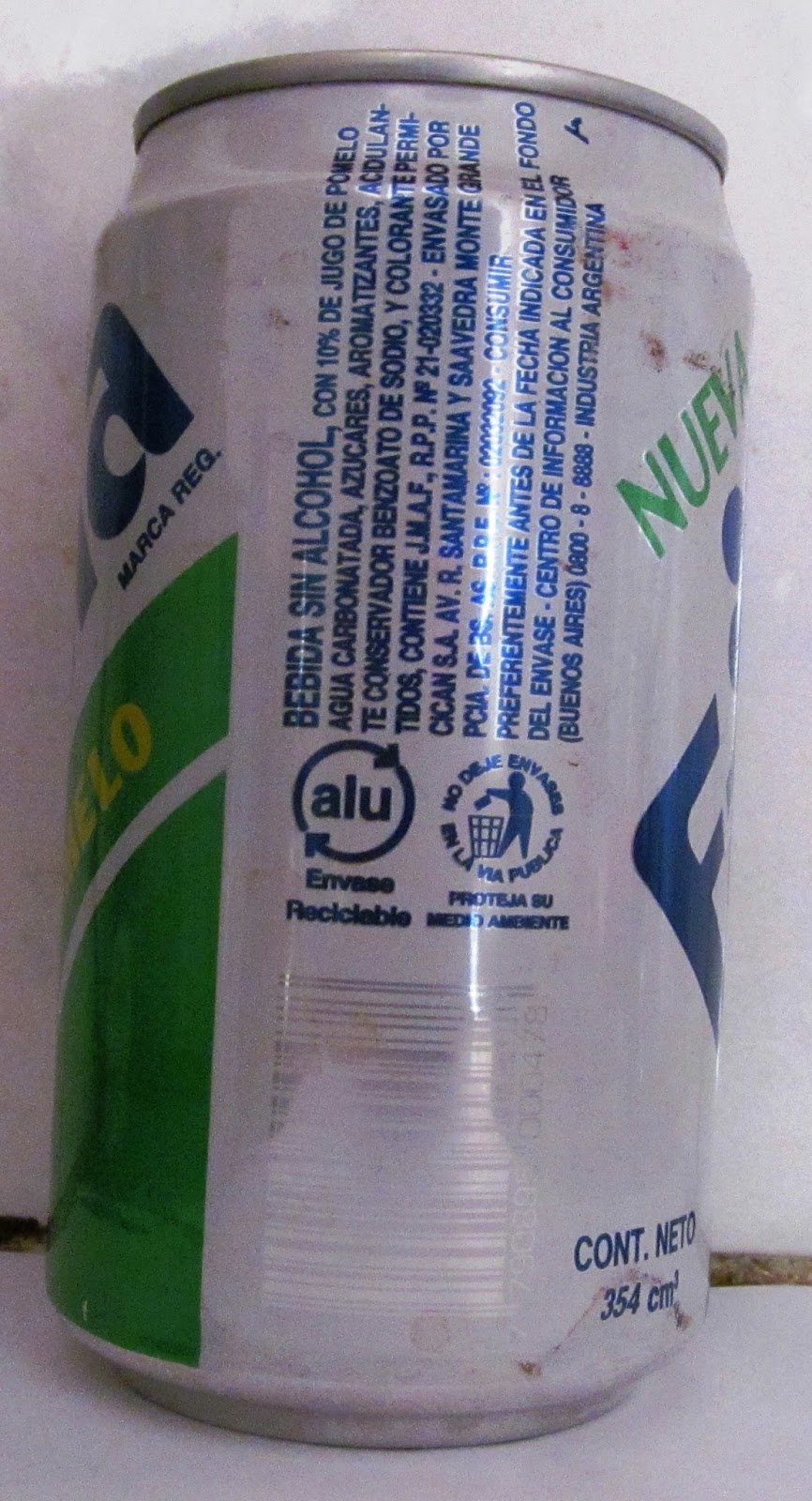 LATAS Y BOTELLAS COLECCIÓN LATA FANTA POMELO 354 ML , ORIGEN ARGENTINA