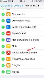 Registrazione schermo su iPhone Tasto registrazione schermo iPhone