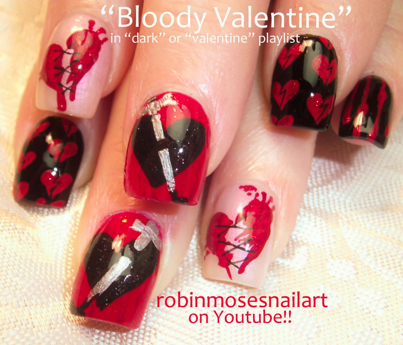 Robin Moses Nail Art "cupid nails" "valentine's day nails" "heart