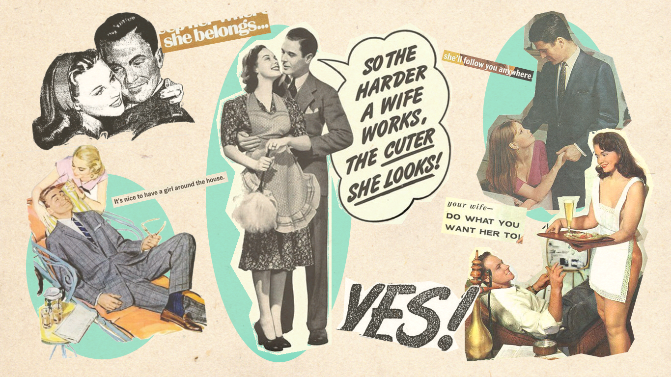 Your wife wants. Сексизм. Сексизм картинки. Иллюстрации на тему сексизма. Сексистская пропаганда в 1960.