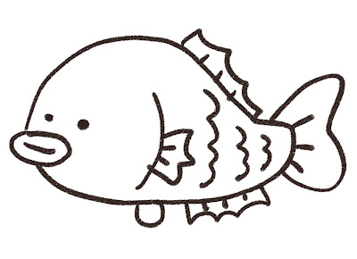 鯛のイラスト モノクロ線画