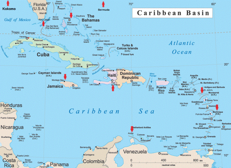 down in bermuda key locations