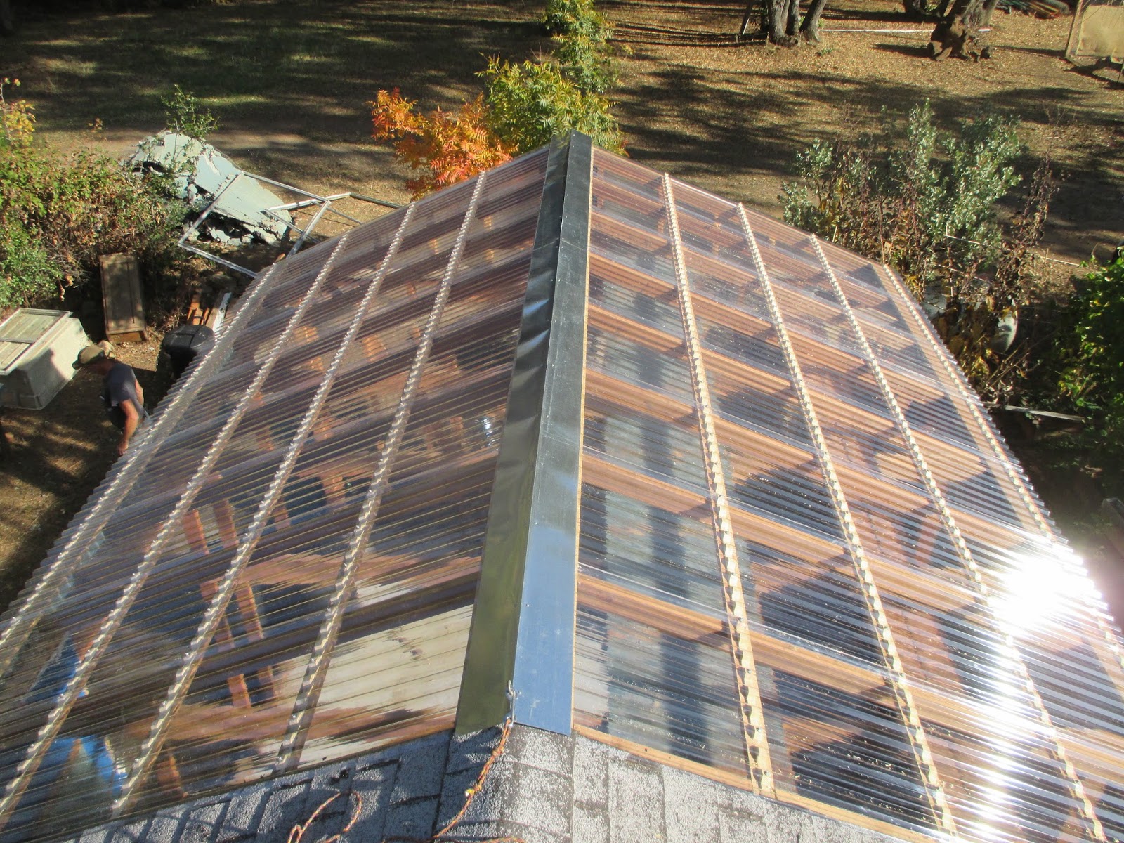 triangle greenhouse (roof panelssouth side, gable panels, and ridge
