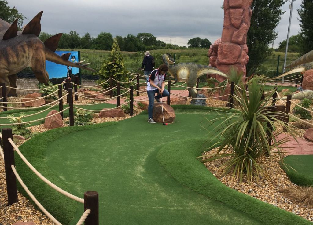 The Ham And Egger Files New Pirate Adventure Golf Course Heading To Emily In Action On The Dinosaur Themed Course At Bents Garden And Home