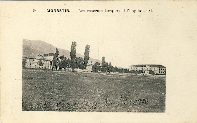 The Turkish barracks and the Military academy on the right (today Bitola Museum )