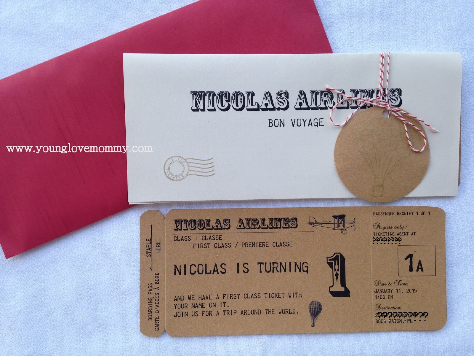 vintage airplane birthday invitation Vintage Airplane Party airline ticket invitation