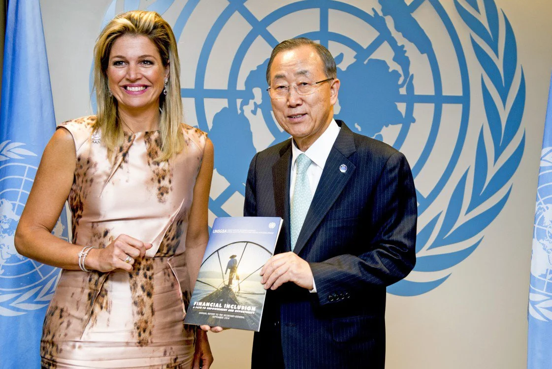 Queen Maxima pictured with the General Secretary of the United Nations