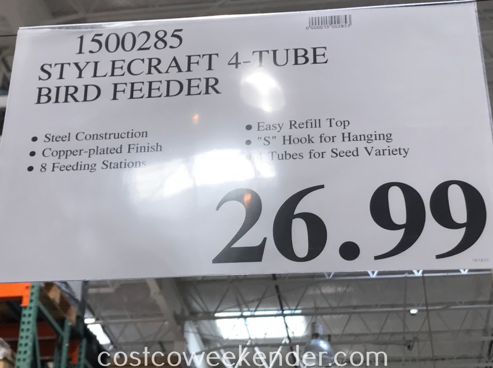StyleCraft 4Tube Bird Feeder Costco Weekender