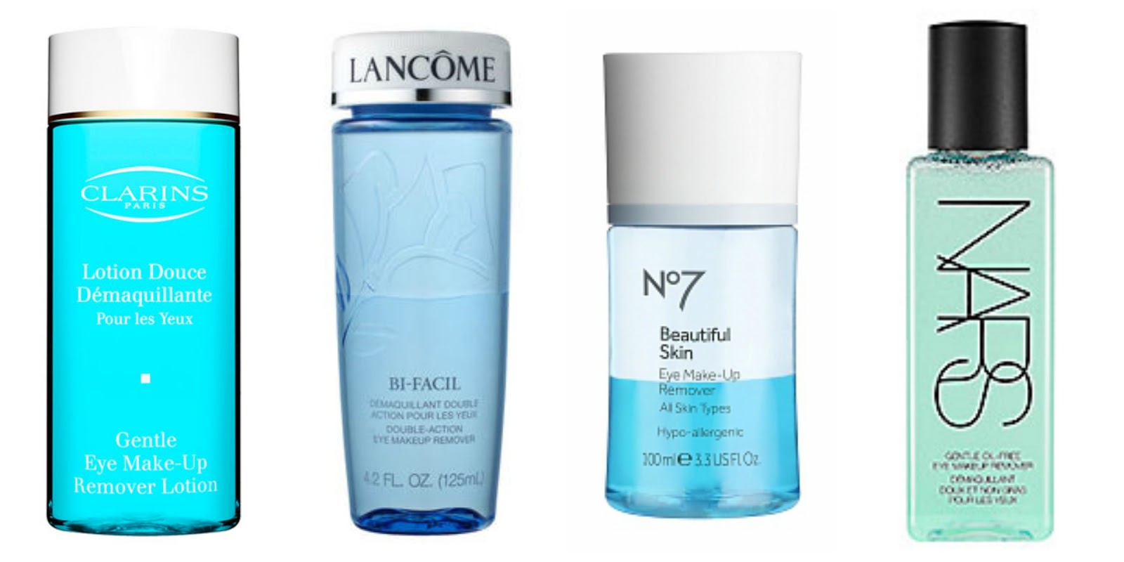 NFP Eye MakeUp Removers Clarins, No.7 and Nars.