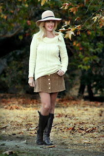 Corduroy Skirt & Cozy Knit Sweater