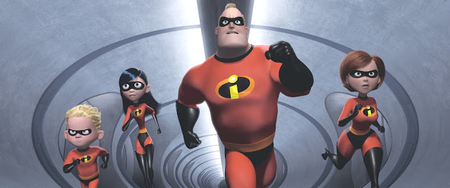 The Incredibles family running through a tunnel