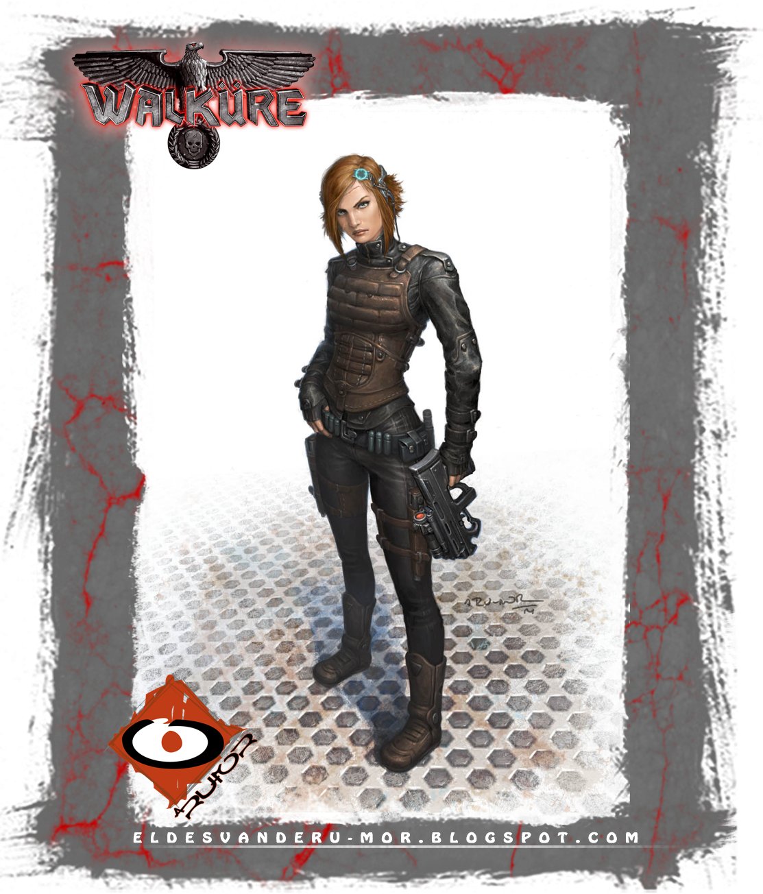 ilustración de personaje para el RPG WALKURE (agente, espía especial, viuda negra) hecha por ªRU-MOR. sci-fi